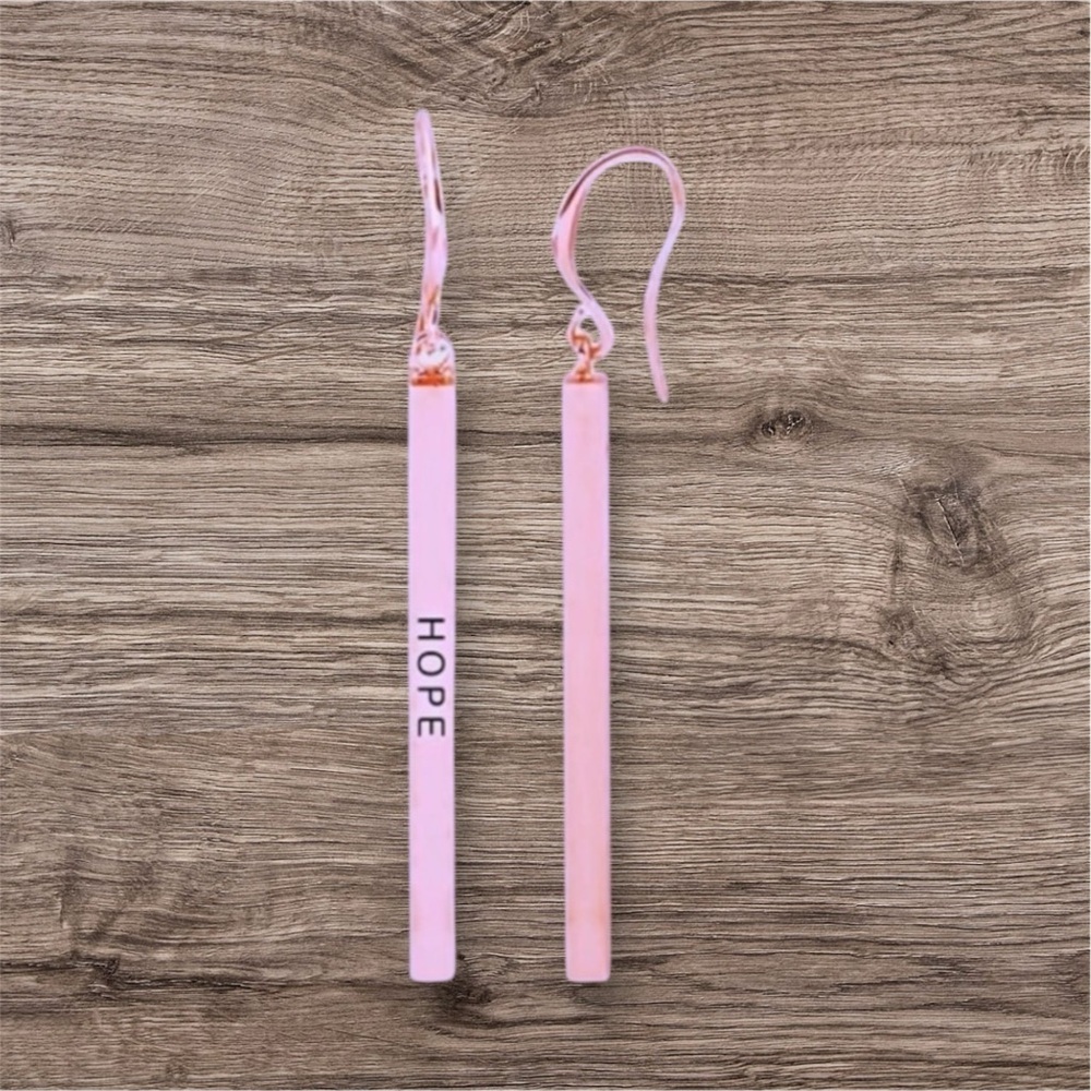 Hope Rose gold intention mantra sentiment earring